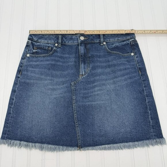 Loft Jean‎ Skirt Womens 10 Blue Denim Made and Loved Raw Hem Pockets Stretch EUC - Picture 3 of 8